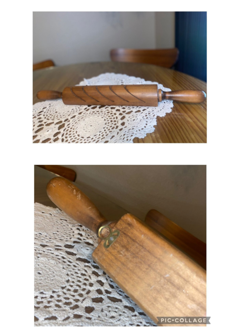 vintage wooden rolling pin recipe card holder